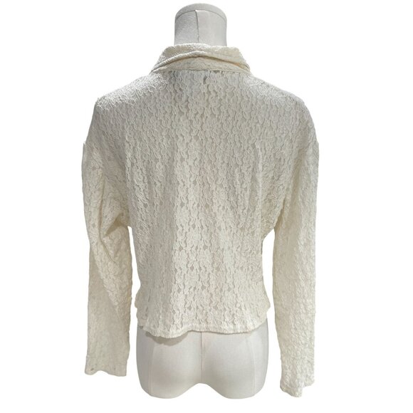 Granite Lace Suit Jacket Ivory Feminine Career Blazer Vintage Romantic Preppy - Picture 8 of 10